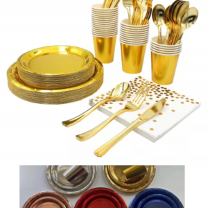 20 SERVIETTES DE TABLE DIVERS AVEC POIS DORES/ ARGENTES/ROSE GOLD/JAUNE/ROUGE/ROSE