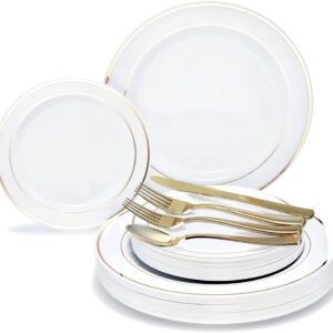 VAISSELLE LAVABLE DOREE 175PCES AVEC SERVIETTES