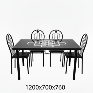 TABLE /4 CHAISES MF003  NOIR FER FORGE  1200X700X760