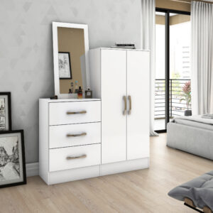 ARMOIRE COMMODE 2P/3T BOIS MIROIR  1150X1580X340  B700-10