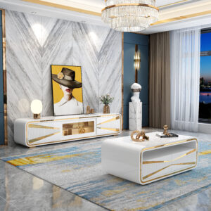 TABLE TV  90303 BLANC DORE