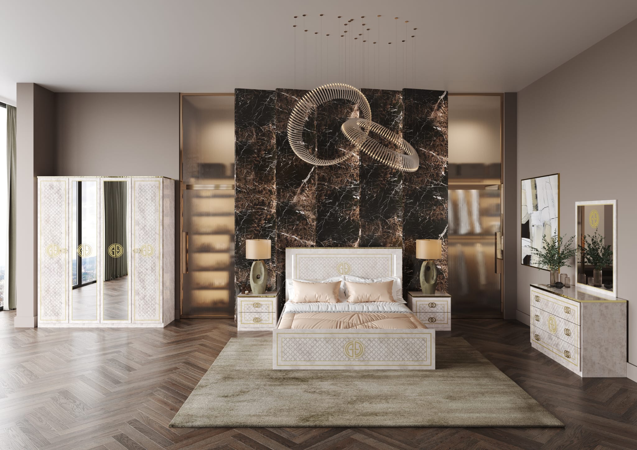 CHAMBRE A COUCHER GUJI 160X200 AVEC SOMMIER