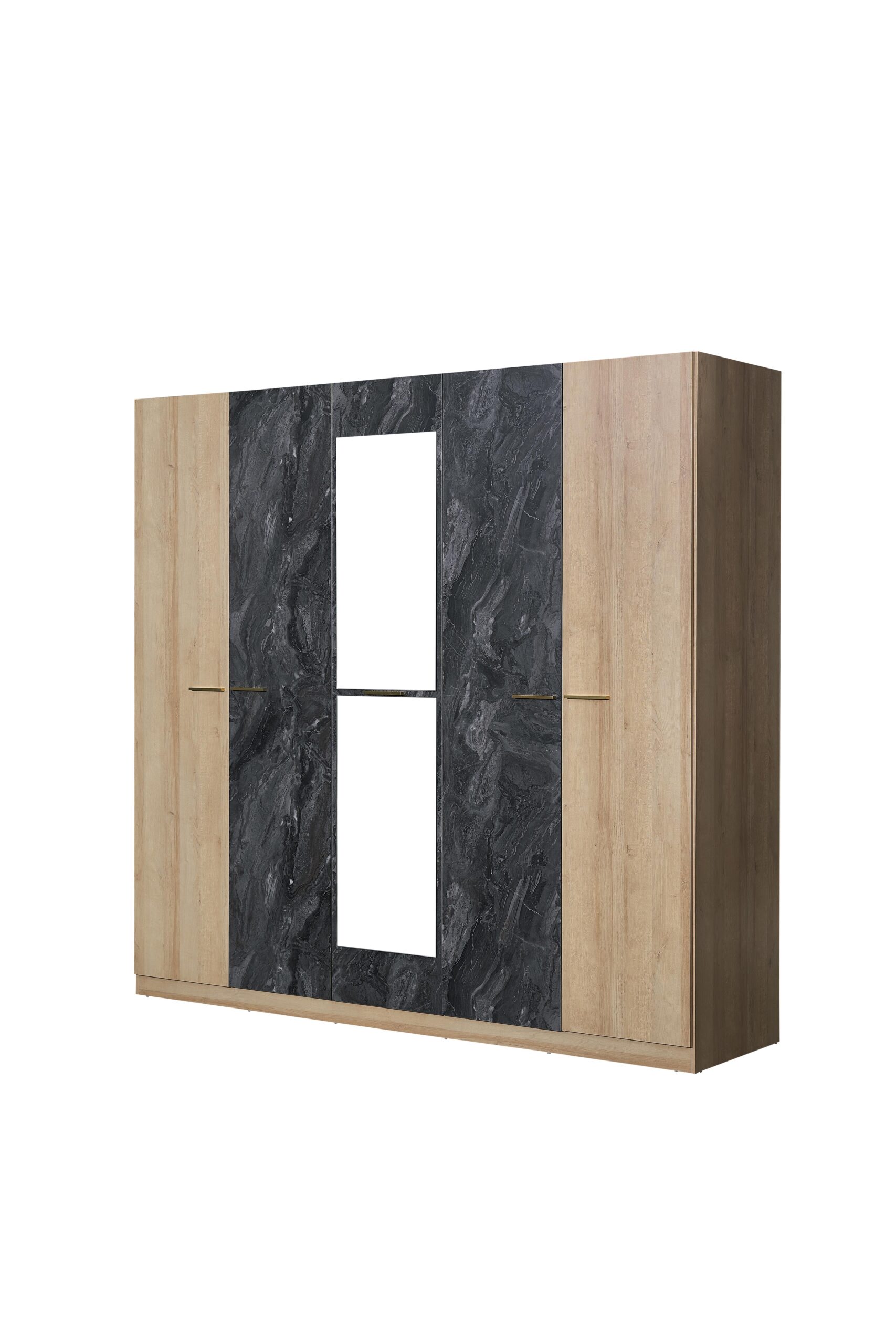 CHAMBRE DZ43 LIT160+1 CHEVET +ARMOIRE 4PORTE +COIFFEUSE CHENE/GRIS MARBRE – Image 3