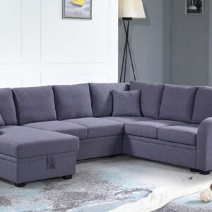 SALON PANORAMIQUE CONVERTIBLE /COFFRE XL1616 GRIS 273X143X88