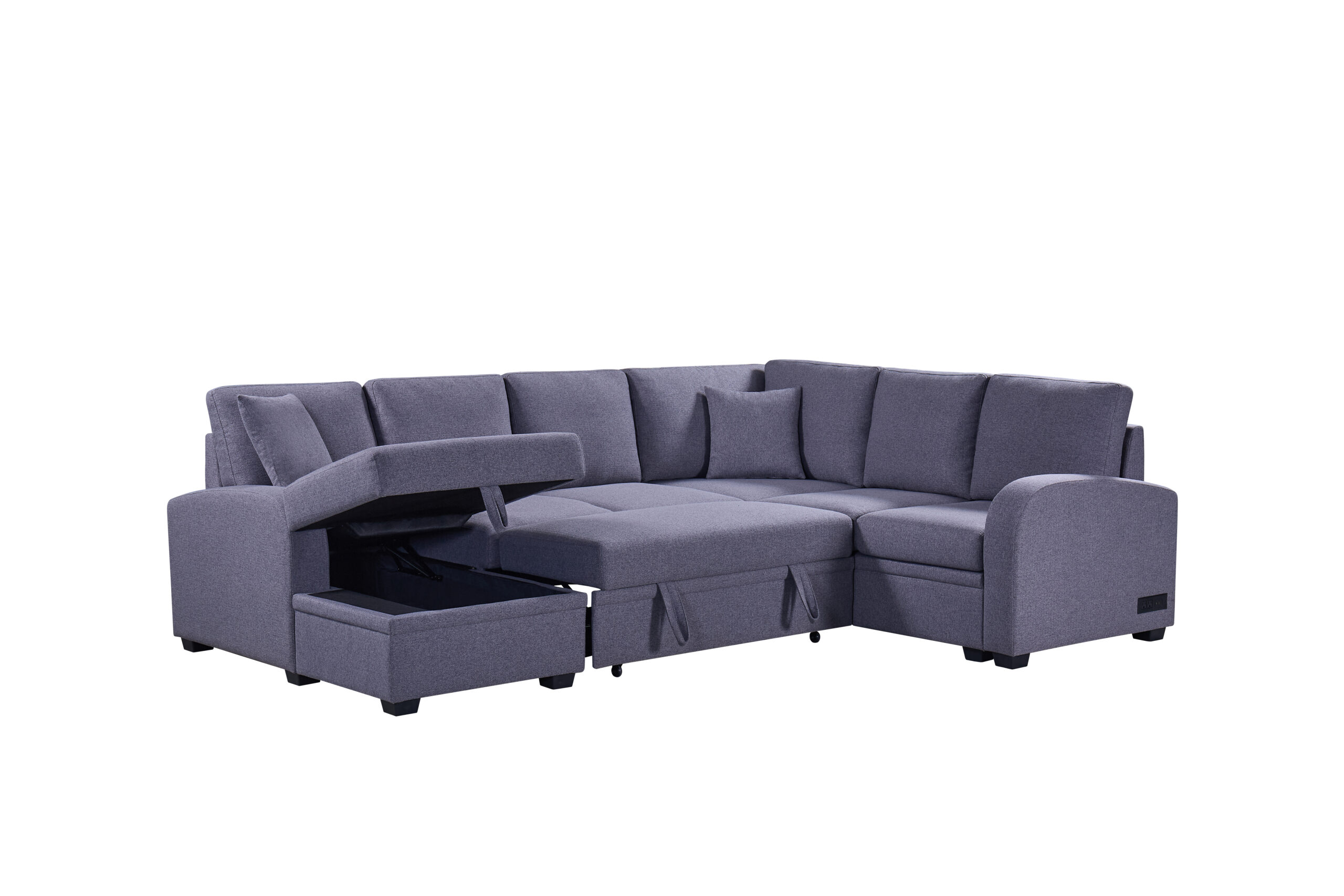SALON PANORAMIQUE CONVERTIBLE /COFFRE XL1616 GRIS 273X143X88 – Image 2