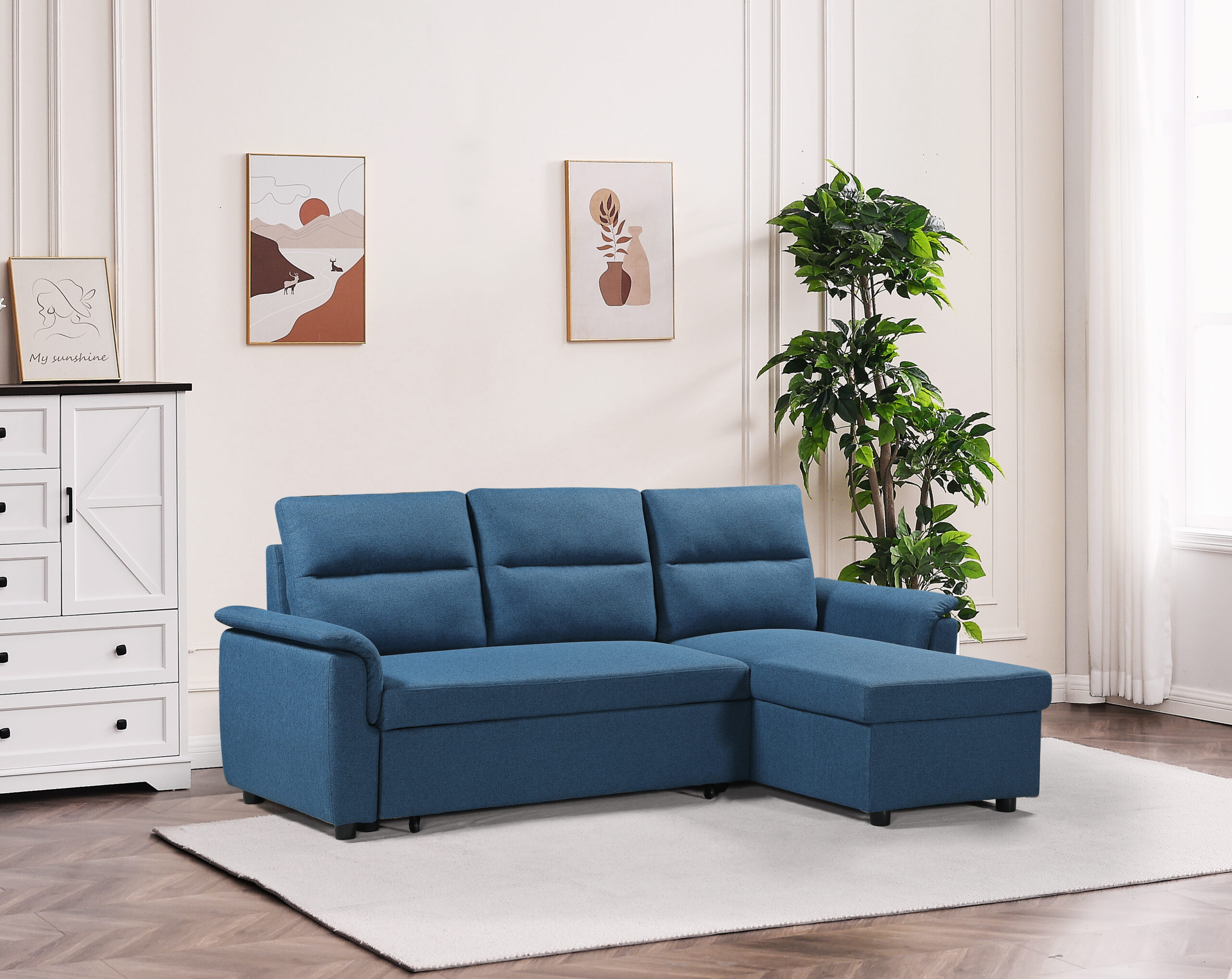 SALON ANGLE CONVERTIBLE /COFFRE ZY 2178 221X131X89