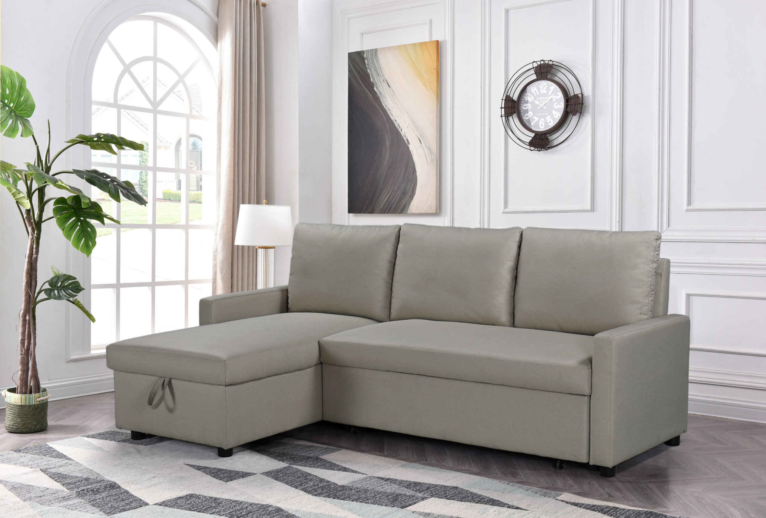 SALON ANGLE CONVERTIBLE/COFFRE ZY 307V 203X131X89