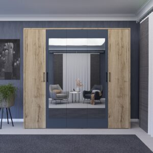 ARMOIRE LUX 5PORTES /3 AVEC MIROIR  220x210x52,2cm