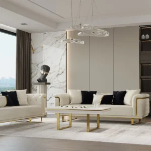 SALON 3+3+1 BEIGE DORE NOIR  VANESA