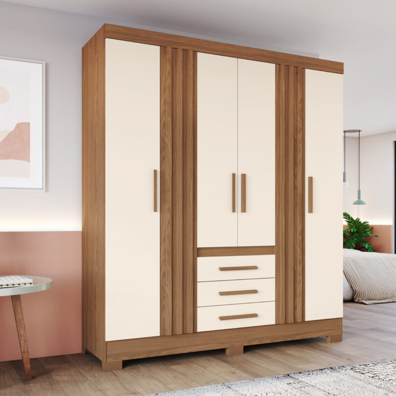 ARMOIRE BEIGE BOIS 3TIOIRS 1600X2000X465 B375-127