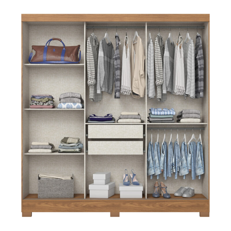 ARMOIRE COULISSANTE /MIROIR BEIGE BOIS 2000X2150X480 B376-127 – Image 2