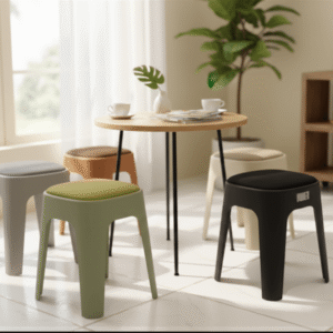 TABOURET PLASTIQUE C001 CARRE NOIR/MARRON /VERT/JAUNE/GRIS