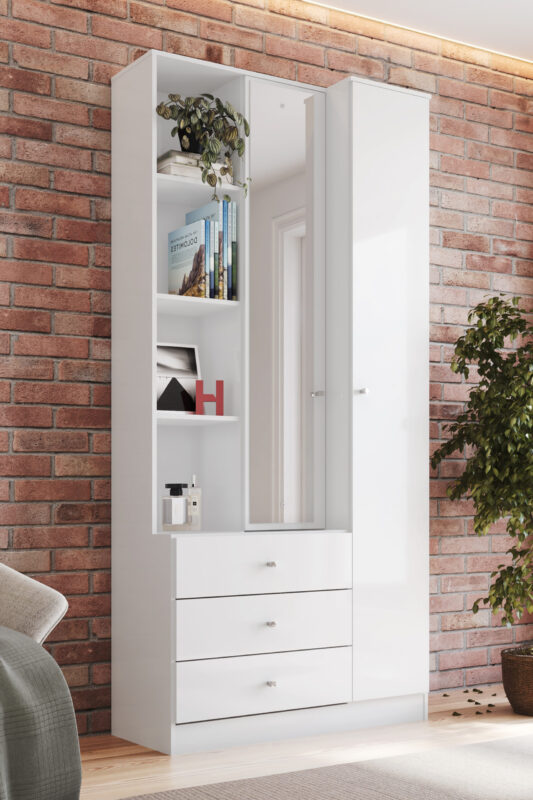 ARMOIRE 1P/MIROIR BLANC 800X1805X460 D332-10 DOHA