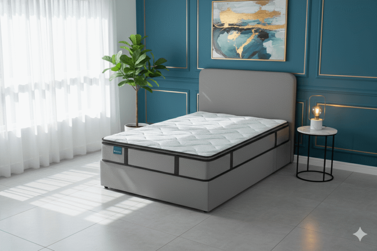 MATELAS AVEC SURMATELAS INTEGRE 160X200X26 BLEU – Image 2