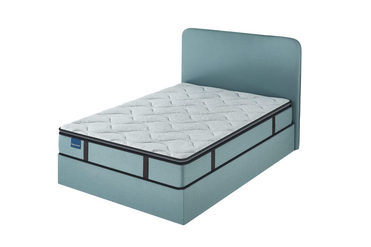 SOMMIER AVEC TETE DE LIT TAPISSIER 140X190X30 GRIS – Image 2