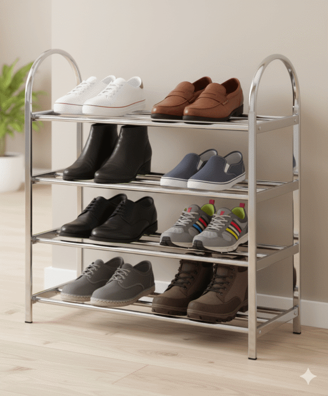 ETAGERE A CHAUSSURES EN ACIER INOX 60X23X70 4NIVEAUX A24