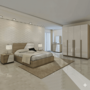 CHAMBRE A COUCHER UL23FD0712 LIT160/2CHEVET/COIF +ARMOIRE 4 PORTE