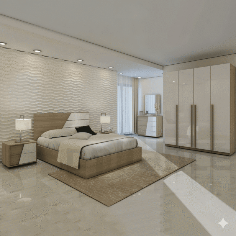 CHAMBRE A COUCHER UL23FD0712 LIT160/2CHEVET/COIF +ARMOIRE 4 PORTE