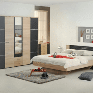CHAMBRE A COUCHER UL9EU1049 LIT160/2CHEVET+ARMOIRE 5 PORTES