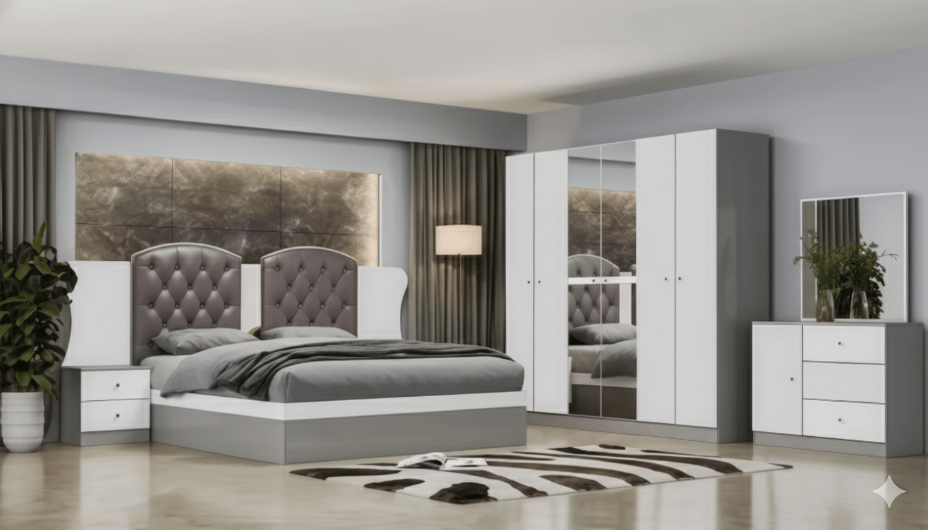 CHAMBRE A COUCHER UL-LR00048-5 LIT160/2CHEVET/COIF +ARMOIRE 6P