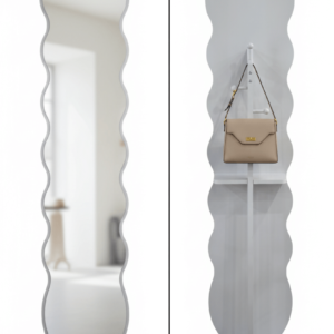 MIROIR SUR PIED  AVEC PORTE MANTEAU GRIS 6096