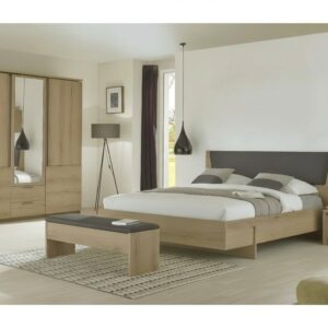 CHAMBRE A COUCHER UL9EU1048 LIT160/2CHEVET/BANC+ARMOIRE 3 PORTE