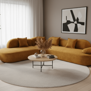 SALON D'ANGLE MODERNE EN TISSU 5PLACES L874