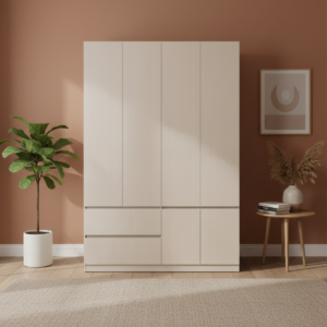 ARMOIRE   6P/2T  1600X2400X600  C24-4  MDF/METAL GRIS clair