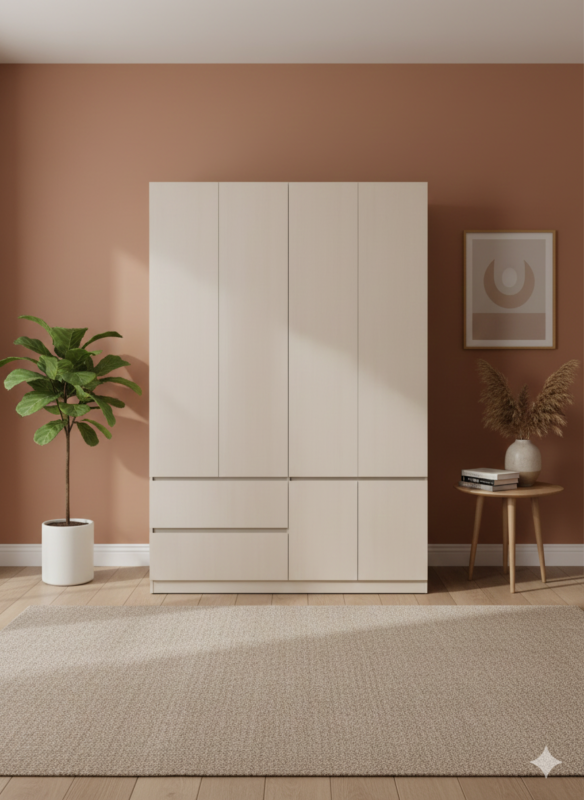 ARMOIRE 6P/2T 1600X2400X600 C24-4 MDF/METAL GRIS clair