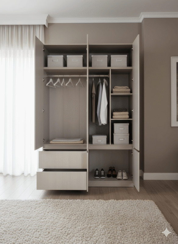ARMOIRE 6P/2T 1600X2400X600 C24-4 MDF/METAL GRIS clair – Image 2