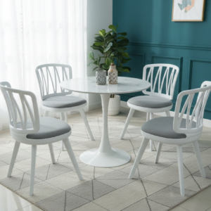 TABLE RONDE 8258+632 CHAISE X4