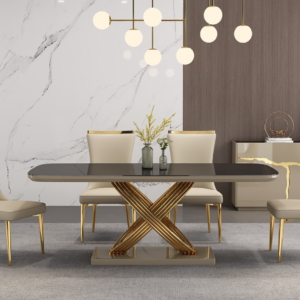 TABLE A MANGER BEIGE DORE 2000X100X750  92638    AVEC 8CHAISES 12079