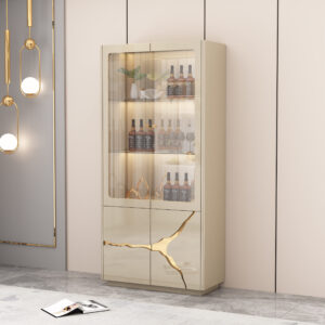 VITRINE BEIGE DORE   900X400X1900 92639