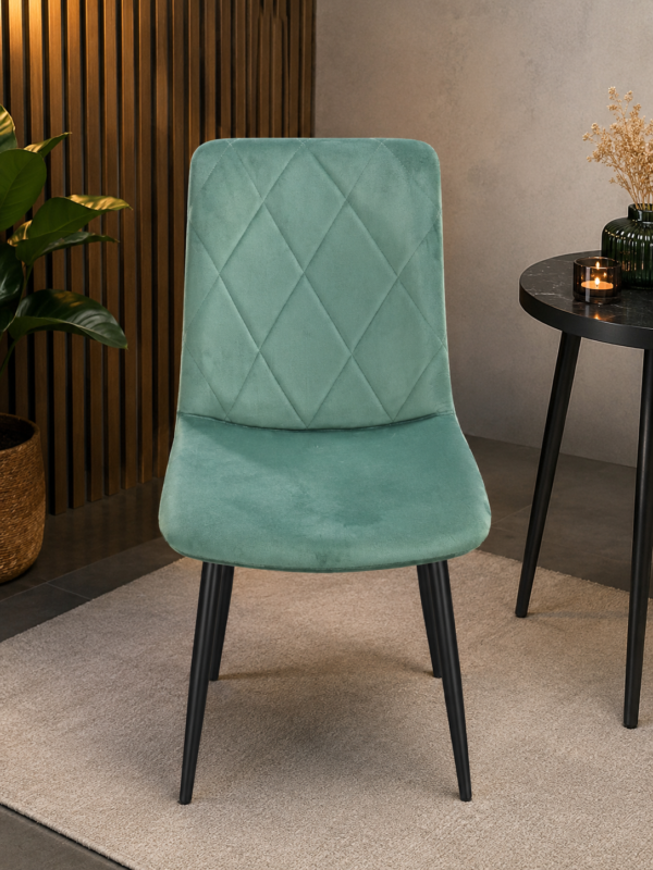 CHAISE VERTE X71 92X42X47 ASSISE VELOURS/PIED EN FER