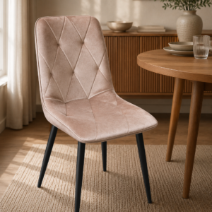 CHAISE  S51  BEIGE ASSISE VELOURS/PIED EN FER 87X48X45