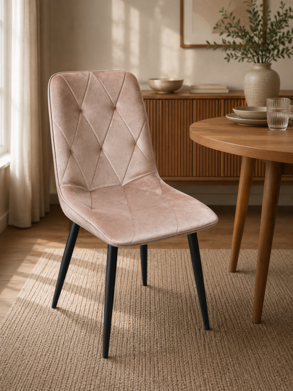 CHAISE S51 BEIGE ASSISE VELOURS/PIED EN FER 87X48X45