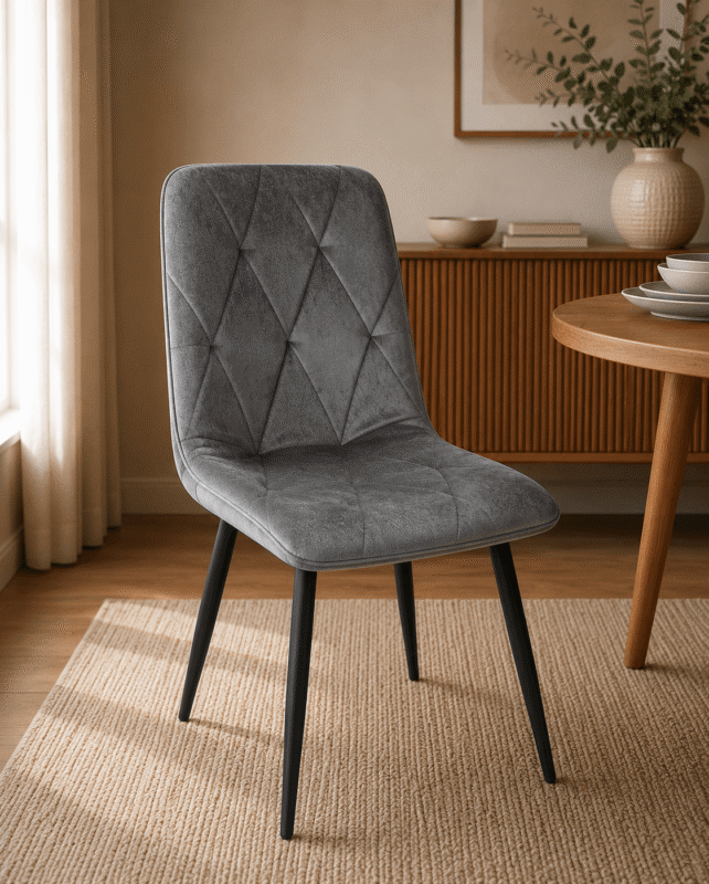 CHAISE S51 GRISE ASSISE VELOURS/PIED EN FER 87X48X45