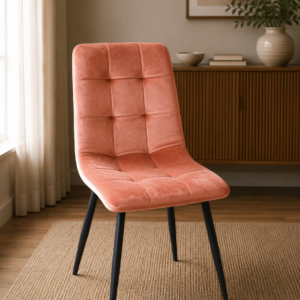 CHAISE  S51 ORANGE ASSISE VELOURS/PIED EN FER 87X48X45