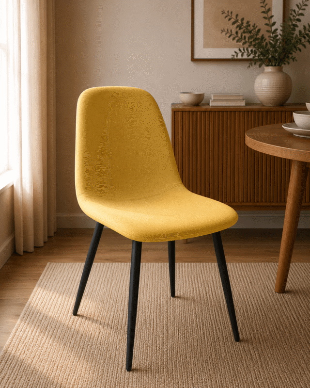CHAISE S50 JAUNE ASSISE TISSU SYNTHETIQUE/PIED EN FER 87X48X45