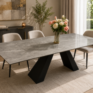 TABLE AVEC RALLONGES CERAMIQUE T839  1600(400x2)x900X750 grise