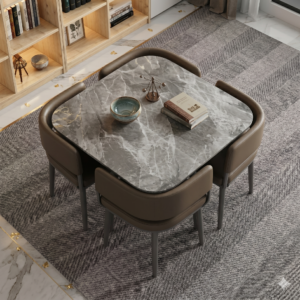TABLE RESTAURANT CARREE AVEC 4 CHAISE GRISE 331
