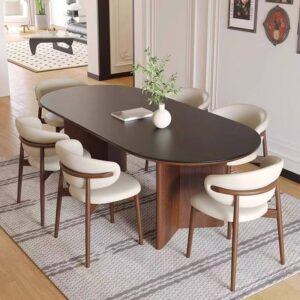 TABLE A MANGER  BOIS T26 1600X800X750 OVALE NOIR