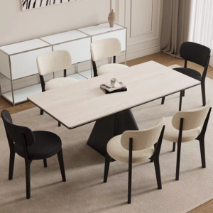 TABLE A MANGER  BOIS RECTANGLE T27 BLANC/PIED NOIR 1800X900X750