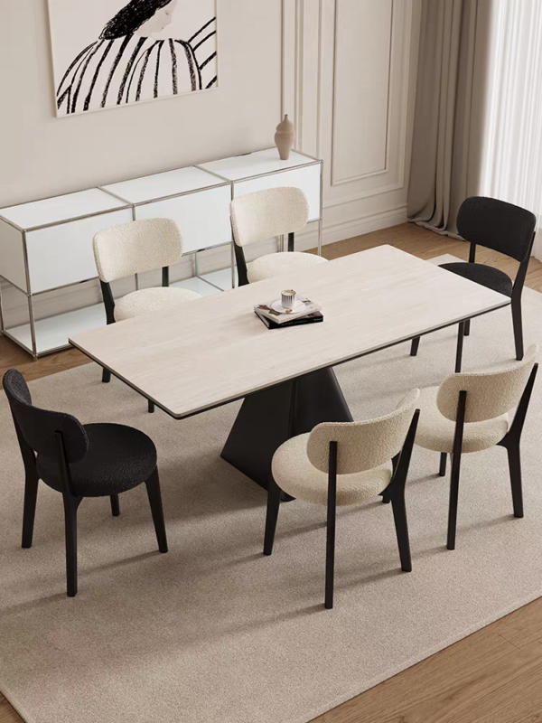 TABLE A MANGER BOIS RECTANGLE T27 BLANC/PIED NOIR 1800X900X750