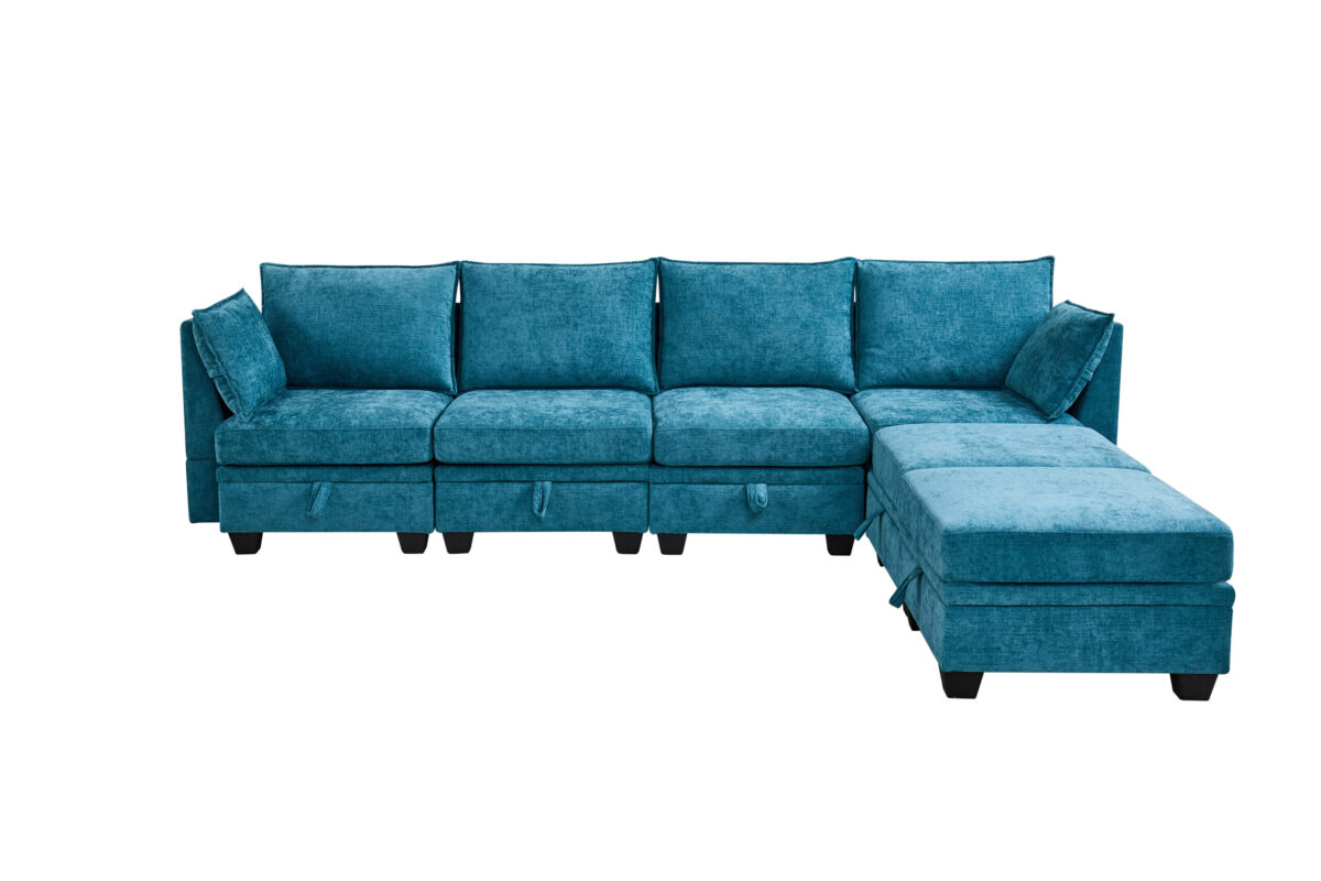 SALON ANGLE MODULABLE /COFFRE XL1672 300X91X82 OTTOMAN 70X70X46 – Image 3