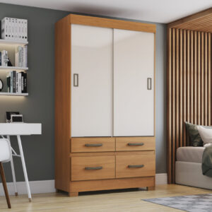 ARMOIRE COULISSANTE 2P/4T/ BEIGE/BOIS 1095X2005X485 BE25-227