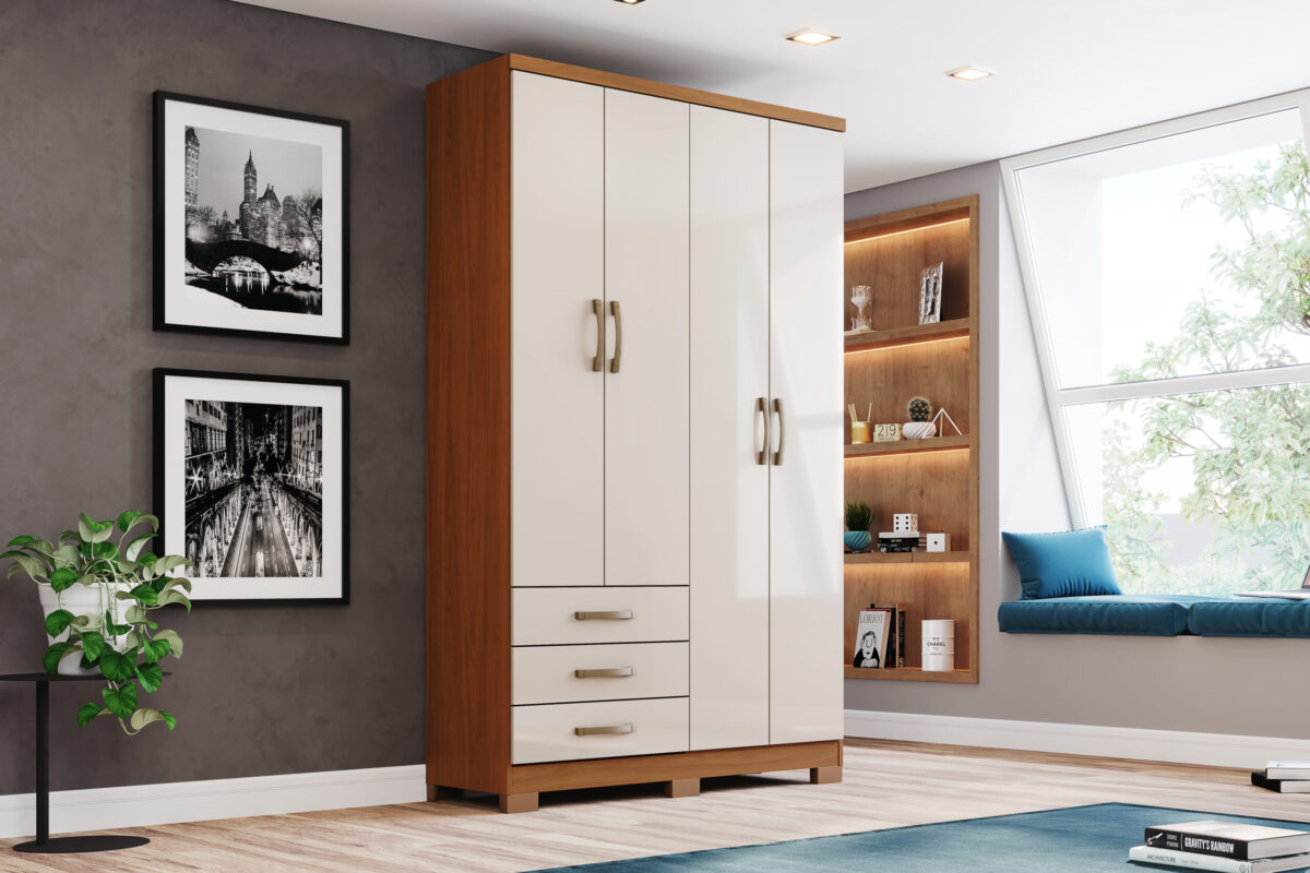 ARMOIRE 4P/3T BOIS 1210X2005X465 DA135-221 CAJU