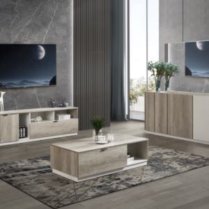 BAHUT DZ38 GRIS BOIS M58/M40 1800X400X850 AVEC MIROIR 1400X1000X20