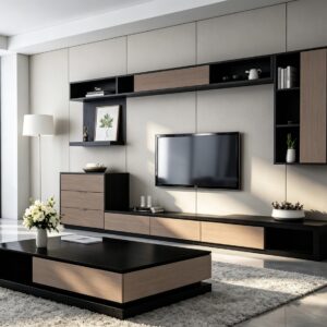 TABLE TV 1800X400X450 +3TIROIRS 400X400X600 UL1 (meubles haut non inclus)