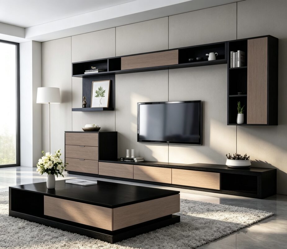 TABLE TV 1800X400X450 +3TIROIRS 400X400X600 UL1 (meubles haut non inclus)